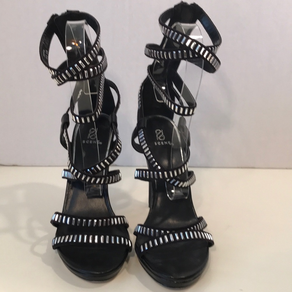 Scene Weaver Black Stilettos w/ Silver Accent 9.5 - Picture 2 of 8